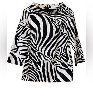 Michael Kors Collection Zebra Silk Cotton blend  Top Made in Italy Size 2